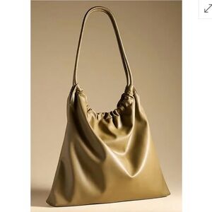 Anthropologie Large Scrunched Tote Olive Green